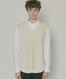 DWS V-NECK KNIT VEST(CREAM)