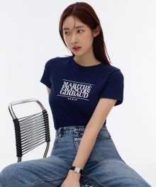 MARITHE W CLASSIC LOGO TEE navy