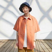 [HIS] 오렌지 반팔 오버핏 솔리드 셔츠