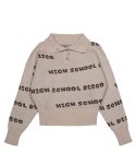 하이스쿨디스코(HIGH SCHOOL DISCO) button disco crop knit_beige