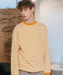 [UNISEX] X STRIPE STRING T_YELLOW