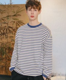 [UNISEX] X STRIPE STRING T_BLUE