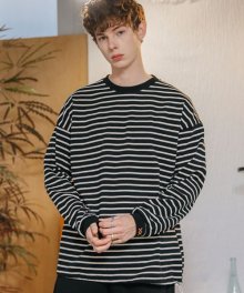 [UNISEX] X STRIPE STRING T_BLACK