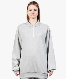 LOGO LONG SLEEVE POLO SHIRT - GREY