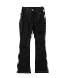 FRINGE RAW WESTERN DENIM PANTS [BLACK]