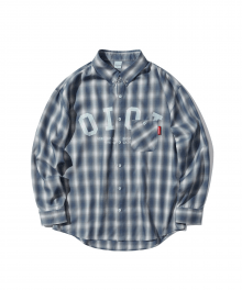 FADE LOGO OMBRE CHECK SHIRTS [LIGHT BLUE]