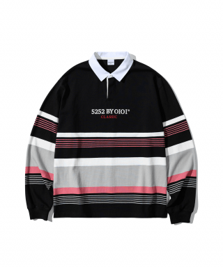 오아이오아이 컬렉션(OIOI COLELCTION) STRIPE RUGBY T-SHIRTS [BLACK] 상품 이미지