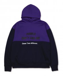 people color bloc hoodie purple