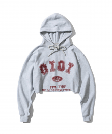 CUT OFF CROP HOODIE [LIGHT GREY]