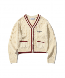 CROP CABLE KNIT CARDIGAN [CREAM]