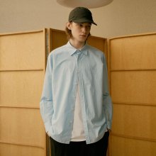 [HIS] 남녀공용 블루 솔리드 포플린 오버핏 셔츠 HZSH1B802B1