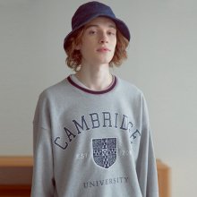 [HIS X CAMBRIDGE] 그레이 레터링 라인배색 맨투맨 티셔츠 HZTS1B852G2