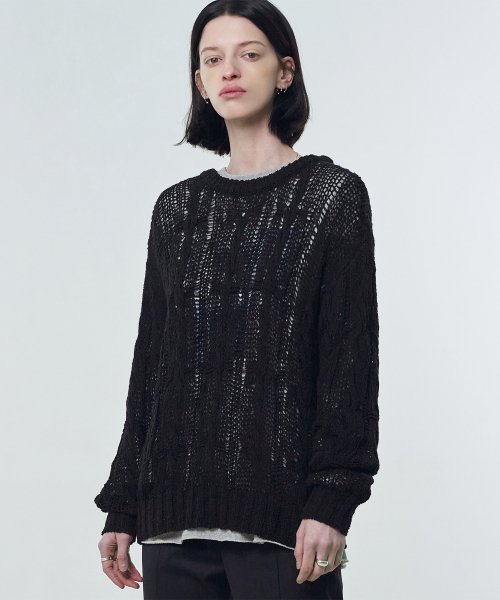 더 로켓(THE ROCKET) R SEE-THROUGHT CABLE KNIT TOP [2colors] - 사이즈 & 후기 | 무신사