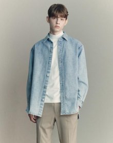 FOG BLUE OVER FIT WASHED DENIM OUTER SHIRTS TNSH1E707B2