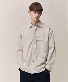 CLOUD BEIGE OVER FIT NYLON UTILITY SHIRTS TNSH1E702I2