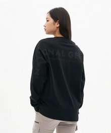 N211UTS901 세미 오버핏 레터링 긴팔 티셔츠 CARBON BLACK