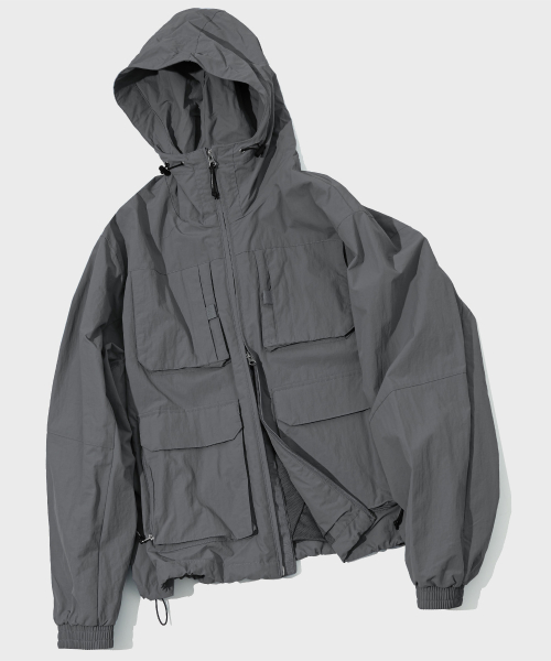 세컨모놀로그() 나일론 윈드 후드 필드 자켓 [DGRAY]_COOSJP029DGRAY 상품 이미지