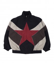 Star Oversized Windbreaker Jacket [Black]