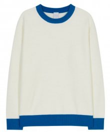 PREMIUM CLASSIC ROUND KNIT_IVORY BLUE COLOR POINT