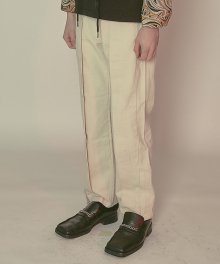 DWS SIDE ZIP-UP DENIM TROUSERS(IVORY)