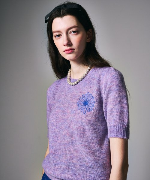 MUSINSA | MARDI MERCREDI MOHAIR TOP PUFF SLEEVE_LILAC BLUE