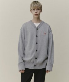 [S:GNAL] GREY SEMI-OVER FIT LOGIN HEART TURNDE UP CARDIGAN TNSW1E801G2