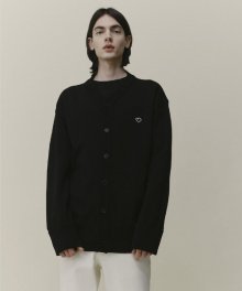 [S:GNAL] BLACK SEMI-OVER FIT LOGIN HEART TURNDE UP CARDIGAN TNSW1E801BK