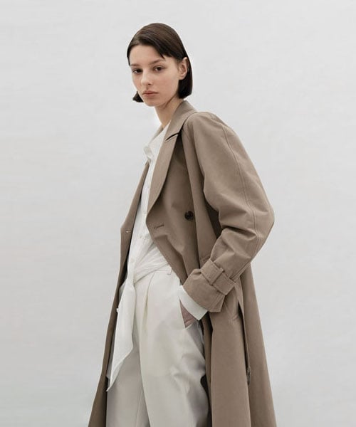 COTTON BLENDED TRENCH CT какао-песок