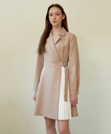 Pleats Ring Dress_Latte