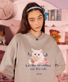 (TS-21123) CAT WITH BUTTERFLY SWEATSHIRT GRAY