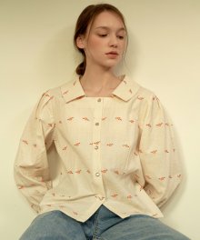 Embroidery Pansy Blouse_Ivory