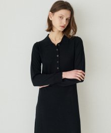 LM COLLAR KNIT DRESS(BLACK)