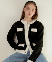 Shiny Cable Cardigan_Black