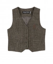 Button-down Tweed Vest Ash Brown