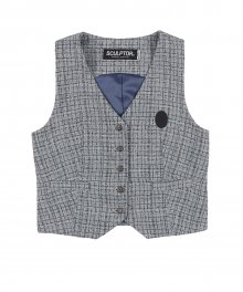 Button-down Tweed Vest Baby Blue