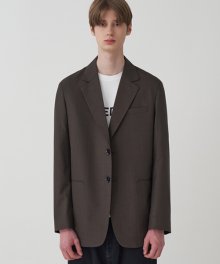 CHECK SINGLE BREASTED JACKET_BROWN