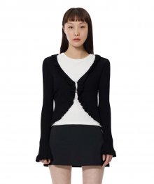 C RUFFLE GEM STONE CARDIGAN_BLACK