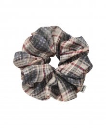 C METALLIC CHECK HAIR TIE_BEIGE