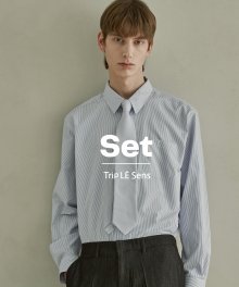 Exclusive 넥타이와 st셔츠 세트_Navy blue