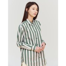 [GREEN BEANPOLE] 카키 볼드 스트라이프 루즈핏 셔츠 (BF1264N02H)