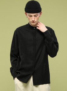 MEN 오버핏 노카라 셔츠 남방 [와이셔츠] 블랙