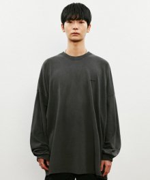 OVER FIT LOGO L/S TEE KS [CHARCOAL]