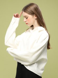WOMEN 오버핏 크롭 셔츠 남방 [와이셔츠] WHITE