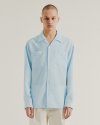 LOOSE FIT OPEN COLLAR SHIRTS SKY BLUE