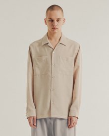 LOOSE FIT OPEN COLLAR SHIRTS BEIGE