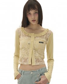 Flower frill lace cardigan_YELLOW