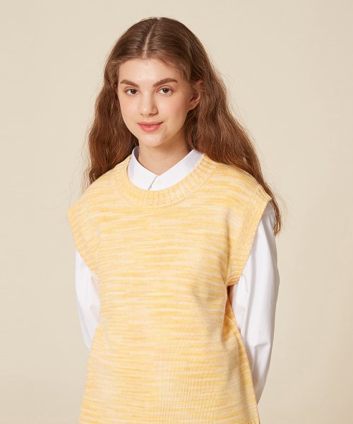 COLOR DYE KNIT VEST_YELLOW