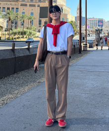 SAINT TWO TUCK WIDE PANTS BEIGE