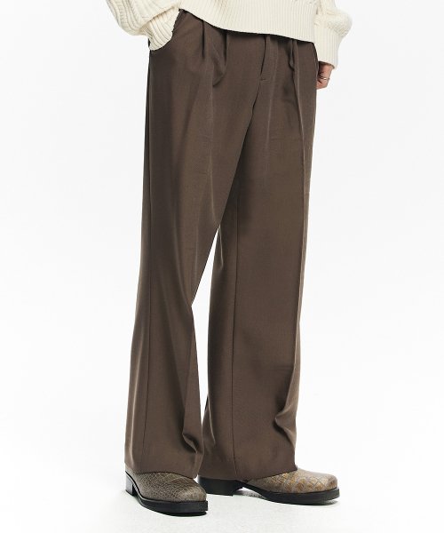 SAINT TWO TUCK WIDE PANTS BROWN