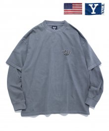 2 TONE ARCH LAYERED LONG SLEEVE PIGMENT GRAY